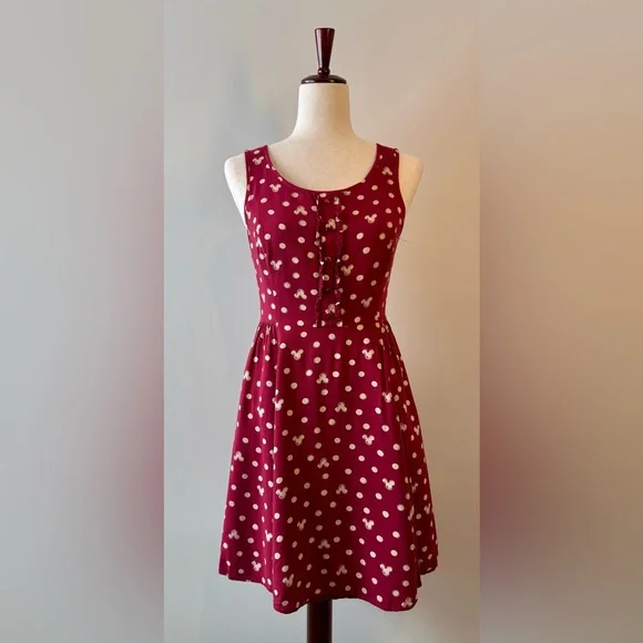 Disney x Lauren Conrad Minnie Rocks the Dots Polka Dot Dress Red/Cream Size 6 - Picture 4 of 13
